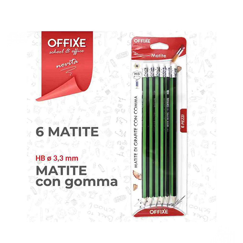 OFFIXE, matite di grafite HB con gomma