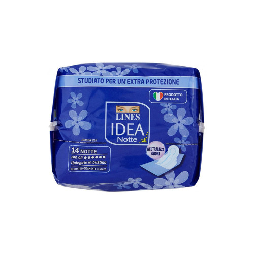 LINES SETA SOTTILE, assorbenti notte con ali in bustina