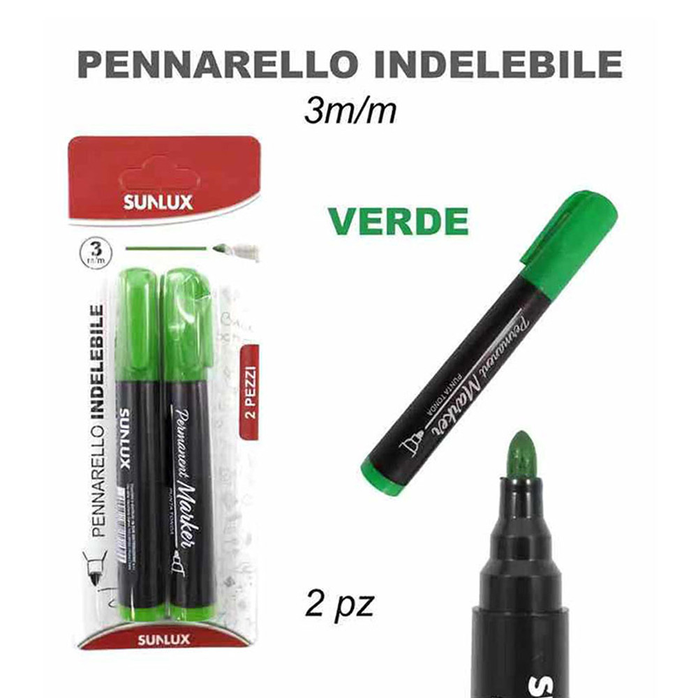 SUNLUX, pennarello indelebile verde 3 mm