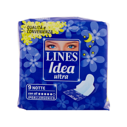 LINES IDEA ULTRA, assorbenti notte con ali 9 pz