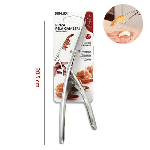 SUNLUX, pinza pela gamberi in acciaio