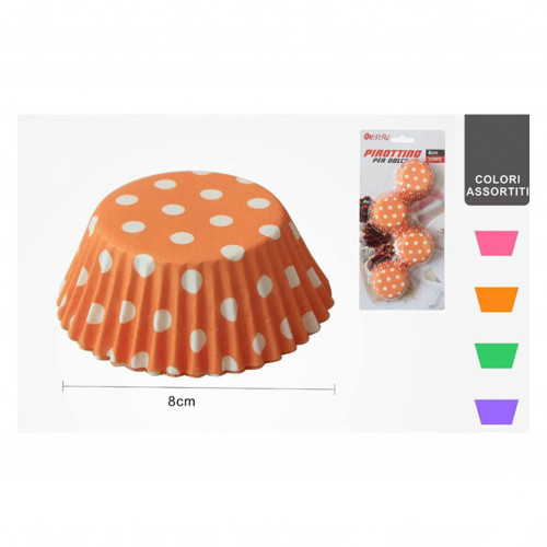Pirottini rotondi a pois colorati 8 cm