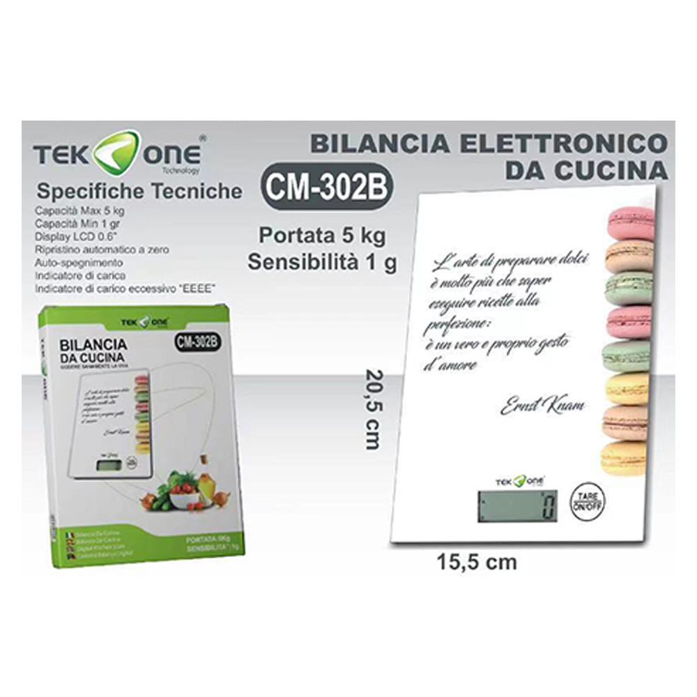 TEKONE, bilancia elettronica da cucina decorata con macarons