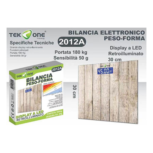 TEKONE, bilancia elettronica peso forma decorata con legni