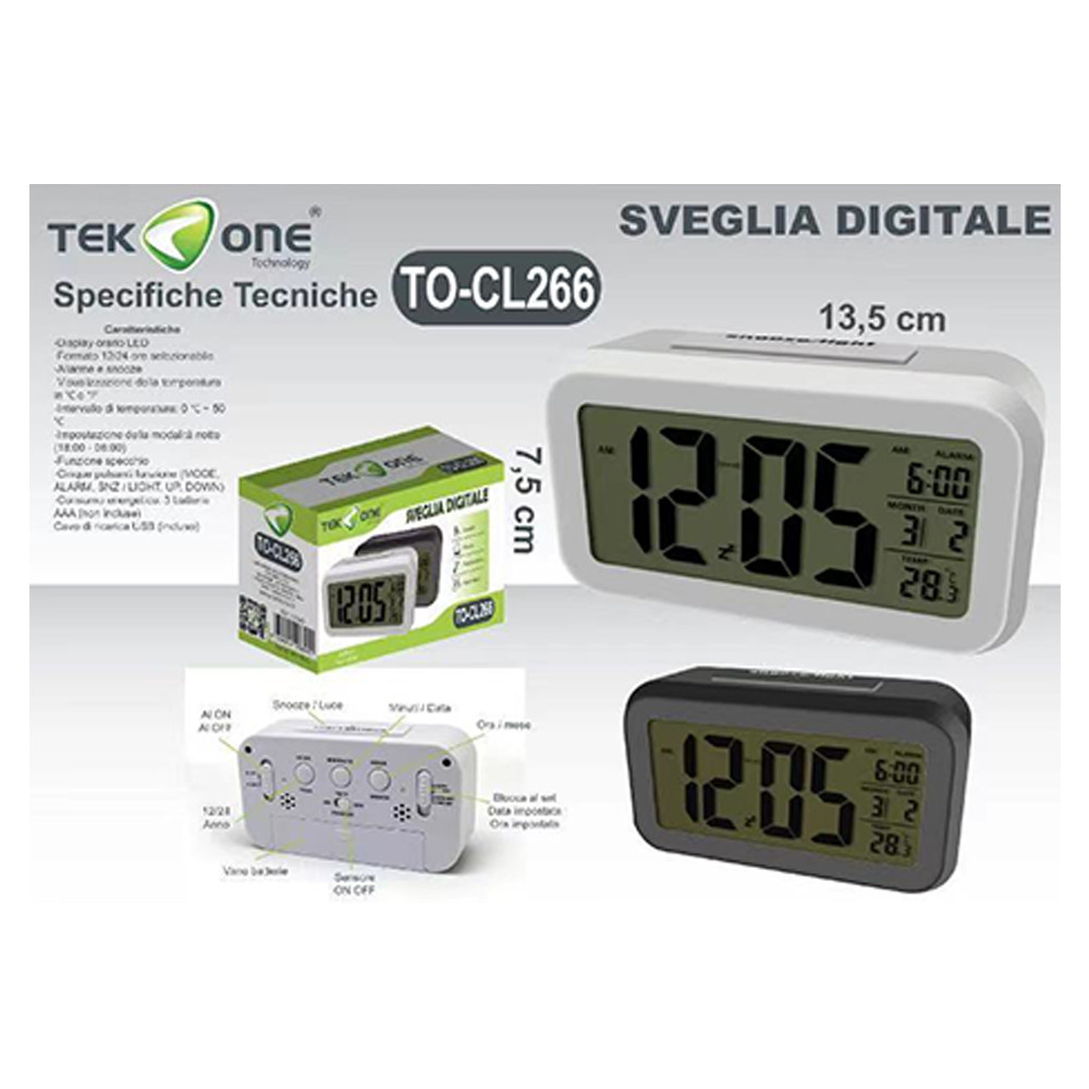 TEKONE, sveglia orologio digitale da comodino