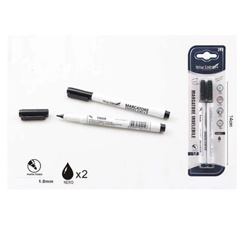 Marcatore indelebile nero 2 pz