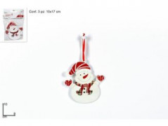 APPENDINO PUPAZZO DI NEVE IN LEGNO 3 PZ - 10 X 17 CM